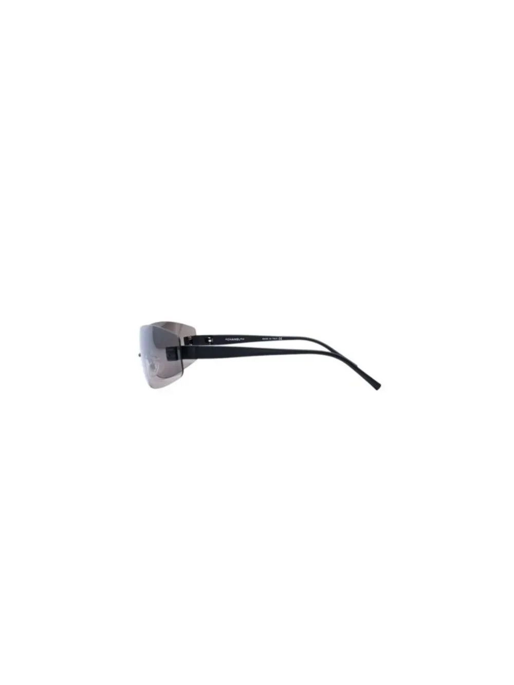 Chanel Rimless Shield Sunglasses Eyewear 120 CC Logo Black Brown